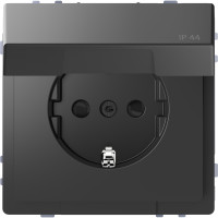 Розетка силовая IP44 с крышкой 2К+З, 16А, 250В, безвинт.зажим, со шторками, Антрацит, пластик, D-Life Merten MEG2314-6034