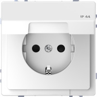 Розетка силова IP44 з кришкою 2К+З, 16А, 250В, безгвинт.затиск, зі шторками, Білий лотос, пластик, D-Life Merten MEG2314-6035