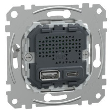 Механизм зарядного устройства USB, тип А+C, 21 Вт, Merten MEG4366-0140