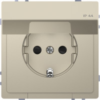 Розетка силовая IP44 с крышкой 2К+З, 16А, 250В, безвинт.зажим, со шторками, Сахара, пластик, D-Life Merten MTN2314-6033