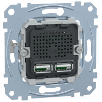 Механизм зарядного устройства USB, тип А+А, 2.4 мА, USB 2.0, Merten MTN4366-0100