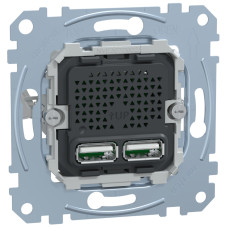 Механизм зарядного устройства USB, тип А+А, 2.4 мА, USB 2.0, Merten MTN4366-0100