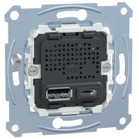Механизм зарядного устройства USB, тип А+C, 2.4 мА, USB 2.0, Merten MTN4366-0110
