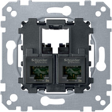 Розетка компьютерная RJ45 двойная, 5е кат, UTP неэкр, механизм, Merten MTN4575-0002