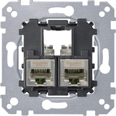 Розетка компьютерная RJ45 двойная, 6 кат, UTP неэкр, механизм, Merten MTN4576-0002