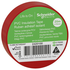 Ізоляційна стрічка, 19mm x 20m, червоний Schneider Electric 2420100