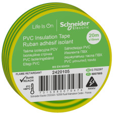 Ізоляційна стрічка, 19mm x 20m, жовт./зе Schneider Electric 2420105