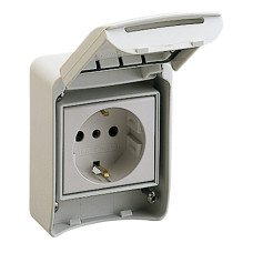 Розетка побутова, SСHUKO, сіра, 250В/16А, 65х85, IP65, Schneider Electric 81141