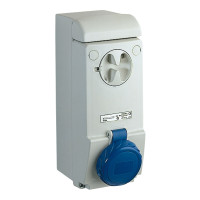 Розетка настінна з блокуючим перемикачем, 16A, 2P+E, IP65, 200-250В, Schneider Electric 83081