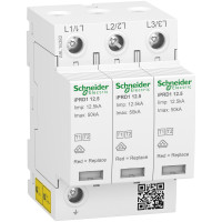 Обмежувач перенапруження iPRD1 12.5r 3P 50kA Тип 1+2, Schneider Electric A9L16382