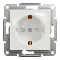 Розетка с заземлением, с защитными шторками Белая, Asfora EPH2970221