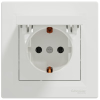 Розетка с заземлением, с крышкой Белая, Asfora EPH3100121