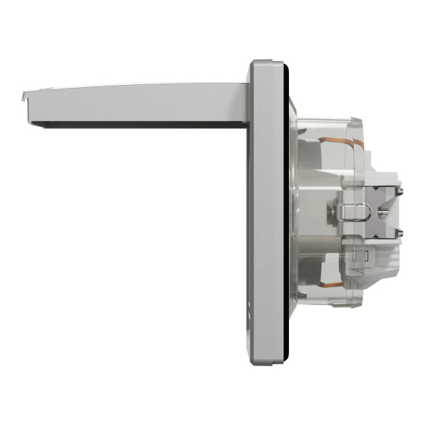Розетка с заземлением, с крышкой и шторками IP44, Алюминий Asfora, EPH3100361