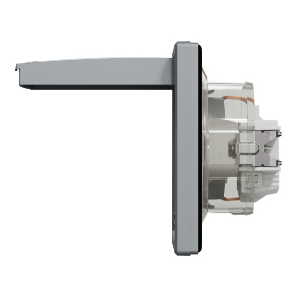 Розетка с заземлением, с крышкой и шторками IP44, Сталь Asfora, EPH3100362