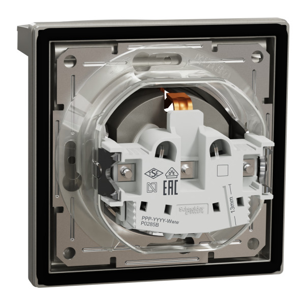 Розетка с заземлением, с крышкой и шторками IP44, Бронза Asfora, EPH3100369