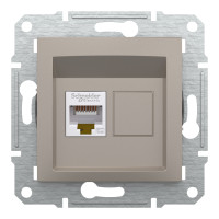Розетка комп'ютерна, RJ45, кат.5е, UTP, Бронза, Asfora, EPH4300169