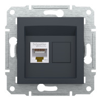 Розетка компьютерная, RJ45, кат.5е, UTP Антрацит Asfora, EPH4300171