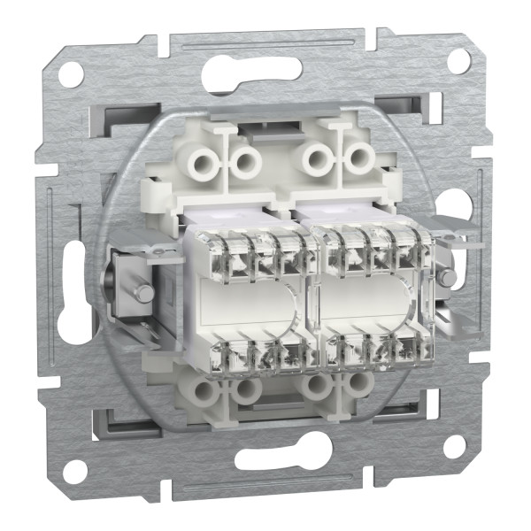 Розетка компьютерная, RJ45, кат.5е, UTP, двойная Алюминий Asfora, EPH4400161