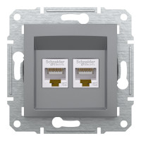 Розетка компьютерная, RJ45, кат.5е, UTP, двойная Сталь Asfora, EPH4400162