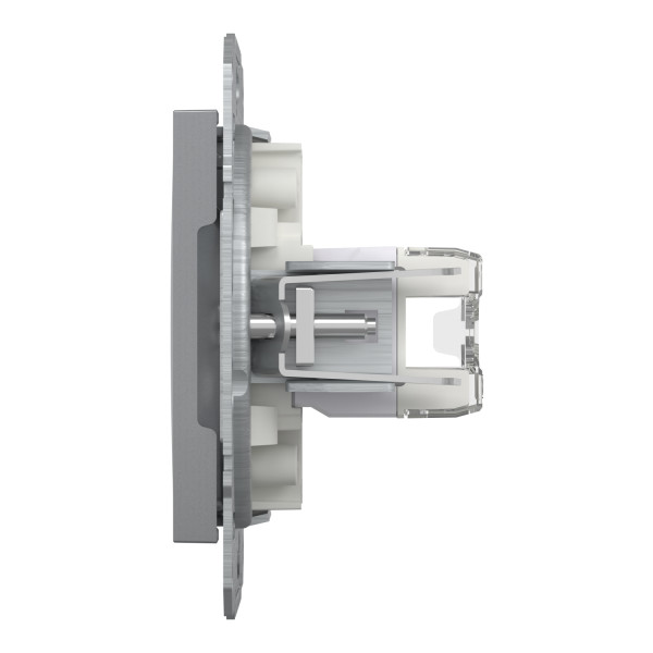 Розетка компьютерная, RJ45, кат.5е, UTP, двойная Сталь Asfora, EPH4400162