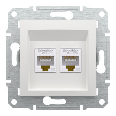 Розетка компьютерная, RJ45, кат.5е, UTP, двойная Белая, Asfora EPH4470121