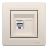 Розетка компьютерная, RJ45, кат.6, UTP Кремовая, Asfora EPH4700123