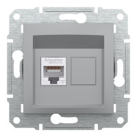 Розетка компьютерная, RJ45, кат.6, UTP Алюминий Asfora, EPH4700161