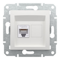 Розетка компьютерная, RJ45, кат.6, UTP Белая, Asfora EPH4770121
