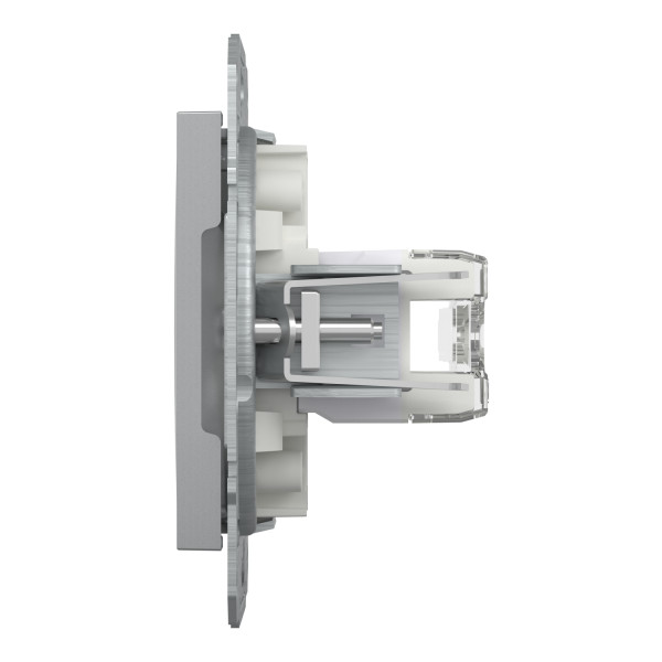 Розетка компьютерная, RJ45, кат.6, UTP, двойная Алюминий Asfora, EPH4800161