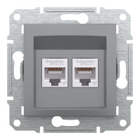 Розетка компьютерная, RJ45, кат.6, UTP, двойная Сталь Asfora, EPH4800162