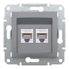 Розетка компьютерная, RJ45, кат.6, UTP, двойная Сталь Asfora, EPH4800162
