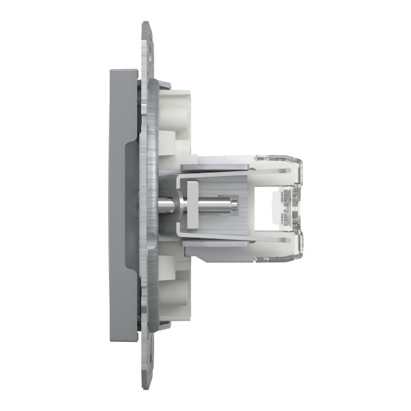Розетка компьютерная, RJ45, кат.6, UTP, двойная Сталь Asfora, EPH4800162