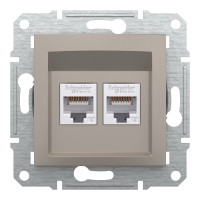 Розетка компьютерная, RJ45, кат.6, UTP, двойная Бронза Asfora, EPH4800169