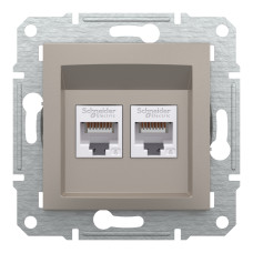 Розетка компьютерная, RJ45, кат.6, UTP, двойная Бронза Asfora, EPH4800169