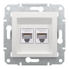 Розетка компьютерная, RJ45, кат.6, UTP, двойная Белая, Asfora EPH4870121