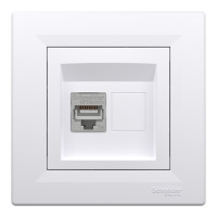 Розетка комп'ютерна, RJ45, кат.5е, STP, Біла, Asfora EPH5000121