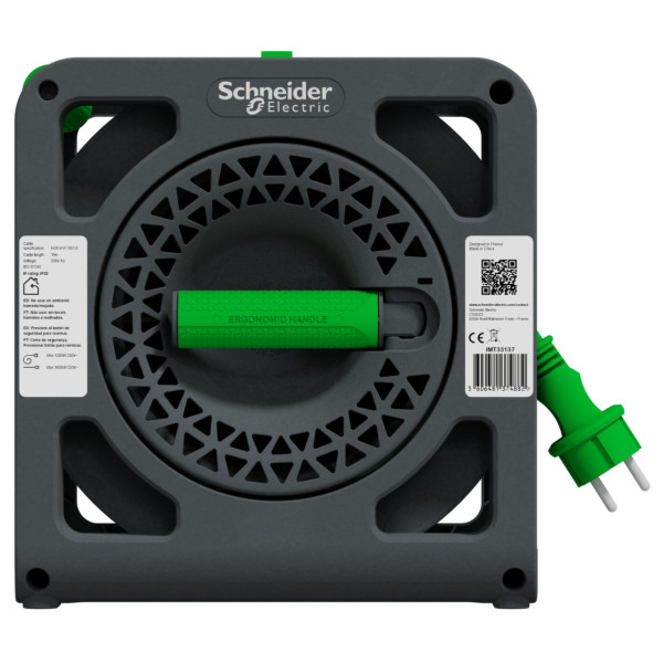 Удлинитель на 4 розетки, кабель 15 метров, зеленый, Schneider Electric IMT33137