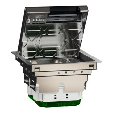 Напольный лючок для розеток, 4 модуля, металл, серый, 70х200х200, Schneider Electric INS52121