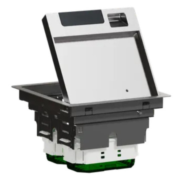Напольный лючок для розеток, 4 модуля, металл, серый, 70х200х200, Schneider Electric INS52121