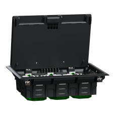 Напольный лючок для розеток, 6 модулей, пластик, серый, 70x200x275, Schneider Electric INS52122