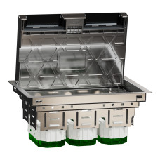 Напольный лючок для розеток, 6 модулей, металл, серый, 70x200x275, Schneider Electric INS52123