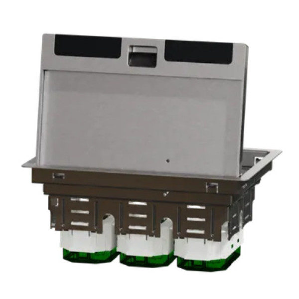 Напольный лючок для розеток, 6 модулей, металл, серый, 70x200x275, Schneider Electric INS52123