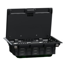 Напольный лючок для розеток, 8 модулей, пластик, серый, 70x200x275, Schneider Electric INS52124