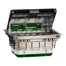 Напольный лючок для розеток, 8 модулей, металл, серый, 70x200x275, Schneider Electric INS52125