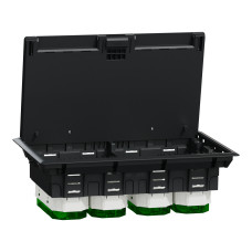 Напольный лючок для розеток, 12 модулей, пластик, серый, 70x224x345, Schneider Electric INS52126