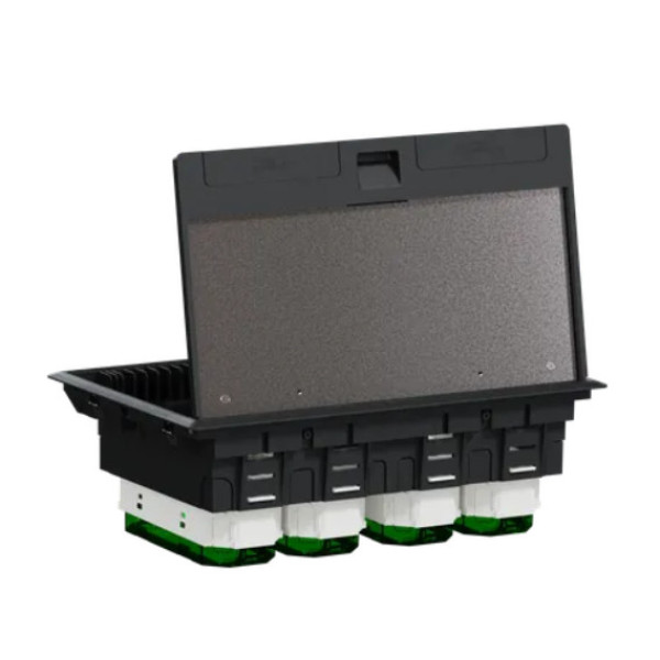 Напольный лючок для розеток, 12 модулей, пластик, серый, 70x224x345, Schneider Electric INS52126
