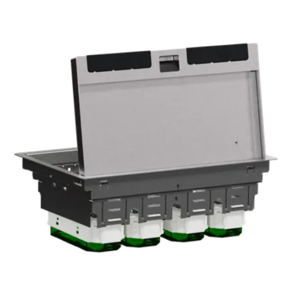 Напольный лючок для розеток, 12 модулей, металл, серый, 70x224x345, Schneider Electric INS52127