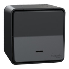 Переключатель 1-клавишный с подсв. Mureva Styl, IP55, Черный, Schneider Electric MUR35024
