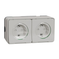 Розетка силовая двойная 2К+З, 16А, со шторками Mureva Styl, IP55, Белый, Schneider Electric MUR39035