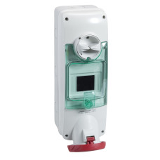 Розетка настінна з блокуючим перемикачем та DIN, 63А, 3Р+N+Е, IP65, 415В, Schneider Electric PKB63Q535